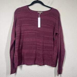 Lilla P Size Small Crew Neck Sweater Dark Red Cotton Modal Blend Long Sleeves